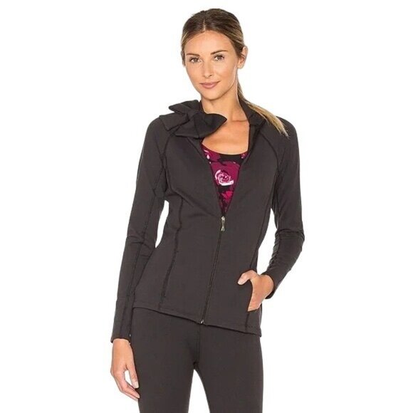 Kate Spade x Beyond Yoga Black Zip Up Neck Bow Jacket | Small - Picture 1 of 6